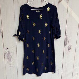 Lilly Pulitzer Preston Dress M True Navy “Reel It In” Pima Cotton EUC